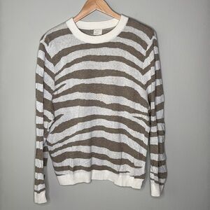 A New Day Cozy Knit Zebra Striped Pullover Crewneck Sweater Size Large